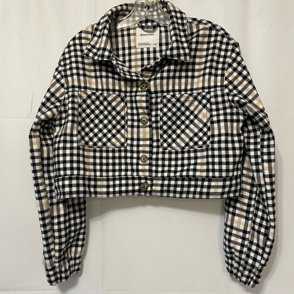 Bluenotes Jackets & Blazers - Bluenotes Plaid Cropped Jacket Black and Tan Women’s Small
